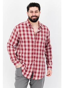 اشتري Men Regular Fit Plaid Long Sleeves Casual Shirt, Red Combo في الامارات