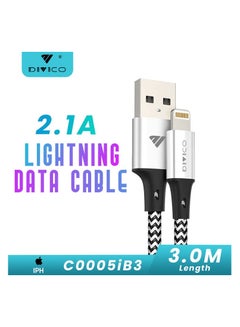 Buy Lightning Data Cable 3 Meter Copper Core Lightning Mobile Charger Cable 5V/2.IA DIVICO C0005iB3 in Saudi Arabia