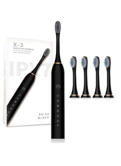 اشتري Sonic Electric Toothbrush for Adults - High Power Rechargeable Toothbrushes, 6 Modes, 4 Hours Fast Charge for 60 Days Black في الامارات