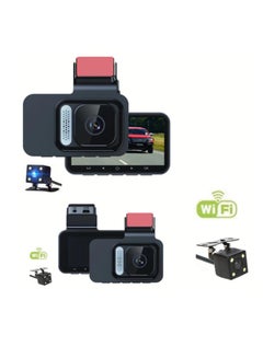 اشتري Dash Cam With Wifi, 1440p Driving Recorder Wide Angle Lens 24 Hours Parking Surveillance, Durable Waterproof Driving Recorder Cam For Car, 3-inch dual recording 1440P+WIFI في الامارات