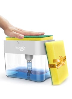 Buy 2-in-1 Kitchen Soap Dispenser & Sponge Holder Set - Counter Top Liquid Dishwashing Dispenser with 385ML Capacity - Includes 1 Caddy & 2 FREE Sponges for Streamlined Cleaning and Clean Kitchen in UAE