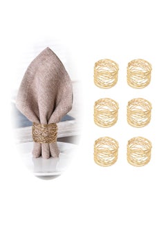 Buy Gold Mesh Metal Napkin Ring Holders Set of 6 for Dining Anniversary Birthday Candlelight Dinner Holiday Party Table Setting Decoration Wedding in UAE