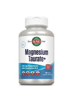 Buy Magnesium Taurate 400mg Plus CoEnzyme Vitamin B6, Chelated Magnesium Supplement, Healthy Muscle Function, Nerve and Heart Health Support, Gluten Free, Vegan, 60-Day Guarantee (120 CT) in UAE