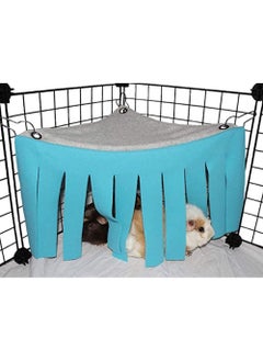 Buy Small Animal Hamster Tent Hammock Pet Hideout Cage Accessories Nest Bed Hideout Cloth Tassels Curtain Cage for Chinchilla Hedgehog Rat Squirrel Ferret Dwarf Bunny (Blue) in Saudi Arabia