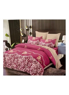 Buy King Size Fitted Bed Sheet 6 Piece Set of 1 Fitted Bed Sheet, 1 Duvet Bed Cover, 2 Cushion Cover and 2 Pillowcase in UAE