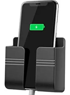 Buy Wall Mount Phone Holder Stand Multi Purpose Phone Charging Dock With Adhesive Black in UAE