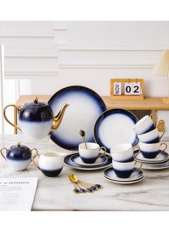 Buy La Maya Classic 30-piece tea and cake set, blue * white, TS43-30-GG in Egypt