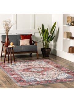 اشتري Melanie Transitional Medallion Machine Washable Area Rug 4' X 6' Rust في الامارات