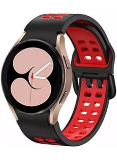 Buy Silicone Official Smart Strap For Samsung Galaxy Watch 4 Classic  / Watch 4  Ridge Sport Replacement Wristband Bracelet (Black & Red) in Egypt