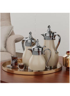 Buy A set of 3 Thermos for Tea and Coffee from Revan with an Elegant and Distinctive Design Light Brown/Silver in Saudi Arabia