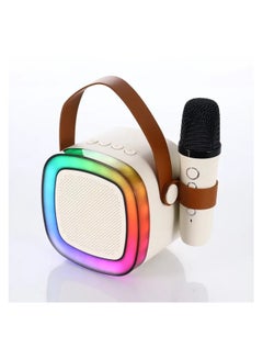 Buy Sodo SD02 Wireless Karaoke Speaker Kits Outdoor Portable Home Karaoke Bluetooth Fashion Beige color lights Microphone Sound System in Saudi Arabia