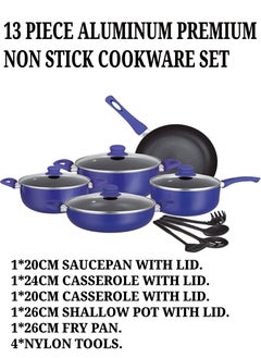 Buy 13 Piece Insiya aluminum cookware set high quality cookware material non stick pan and pots complete cookware solution easy to clean stylish durability professional cookware set with kitchen tools. in UAE