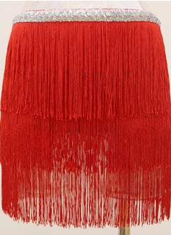 اشتري Fringe Waist Chain Skirt Belly Dance Tassel Waist Wrap Belt Skirts Party Rave Costume Red في الامارات