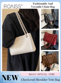 Buy Women Grid Pattern Shoulder Bag Versatile Crossbody Bag with Fashionable and High Quality Design Minimalist Tote Bag for Everyday Use in Saudi Arabia