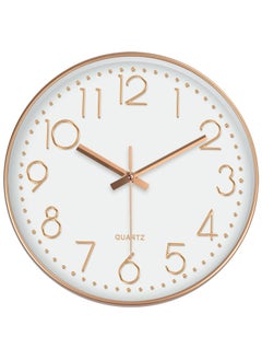 Buy Top hacker Minimalist Wall Clock Modern Design Living Room Bedroom Quartz Mute Light Luxury Clocks Hanging Watch Home Decor (Color : Rose gold Frame on White, Size : 12inch 30cm) in UAE