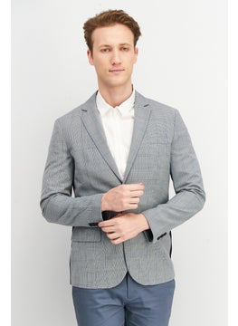 اشتري Men Regular Fit Tatterstall Pattern Semi Formal Blazer, Navy/Grey في الامارات