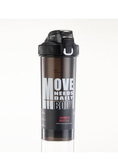 Buy 800ml Ecofriendly Portable Sport Plastic Water Bottle, Gym Marker Bottle, Reusable, Wide Mouth Protein Shaker Bottle with Straw (Black) in UAE