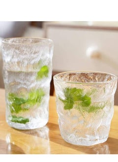 Buy Water Drinking Glass,260ml Cold Drink Juice Glass, Frosted Rock Glass,Glacier Pattern Glass, used for juice glass and cocktails Pack O f 2 in UAE