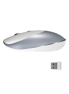 Buy Slim Rechargeable Wireless Silence Button Mouse Grey/White in Saudi Arabia