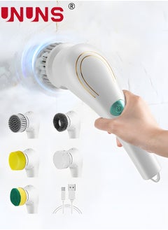 اشتري Electric Spin Scrubber, Cordless Handheld Cleaning Brush with 5 Replaceable Brush Heads, USB Rechargeable 360°Power Scrubber Mop for Wall Bathtub Window Kitchen Sink Shoes Car في الامارات