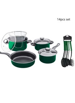 اشتري Olympia 14-Piece Non Stick Cookware Set Green في الامارات