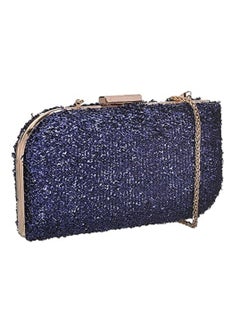 Buy Bag Soiree with a golden chain and a golden chassis, brand Jessy, blue color GR-354 in Egypt