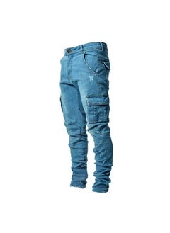 Buy European Slim Fit Casual Mens Denim Jeans Light blue in Saudi Arabia