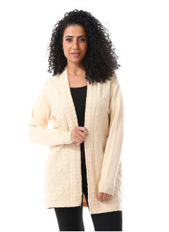 Buy Open Neckline Slip On Knitted Cardigan_ Beige in Egypt