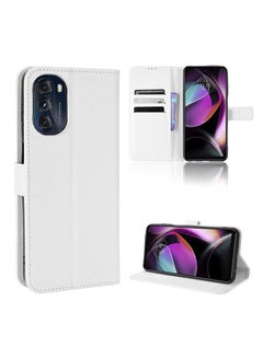 Buy Moto Edge 30 5g Flip Case Cover Phone Accessories with Anti-drops Anti-fingerprints Camera Protection Soft Anti-scratches Anti-drops Anti-fingerprints Back Wallet Cover with Card Slot Holder  White in Saudi Arabia