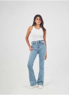 Buy High-Waist Light Stone Wash Boot-Cut Jeans. in Saudi Arabia