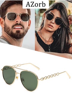 Buy Aviator Sunglasses Women Men Metal Frame Aesthetic Temple Design Sun Glassess for Mens Womens Trendy Ladies Sunglass Fashion Eyewear UV400 Protection Shades Brown in Saudi Arabia