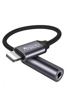 Buy Yesido Audio Cable AUX 3.5MM Lightning To Headphone Adapter 3.5millimeter Black in UAE