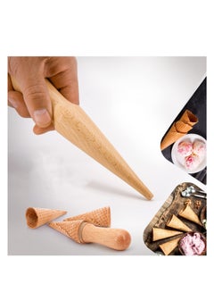 Buy Ice Cream Waffle Cone Roller, 8.3 Inch Strong and Smooth Cone Roller, Wooden Pizzelle Cone Mold, Non-Slip Handle Waffle Cone Shaper Tool in UAE