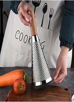 اشتري Wooden Handle Kitchen Grater Cheese Grater Spice Grater Multipurpose Stainless Steel Grater for Carrot Potato في مصر