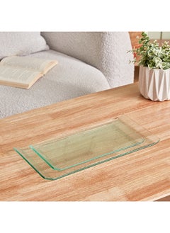 Buy Destan 2-Piece Glass Side Folded Decorative Tray Set 40.5 x 1 x 19 cm in UAE