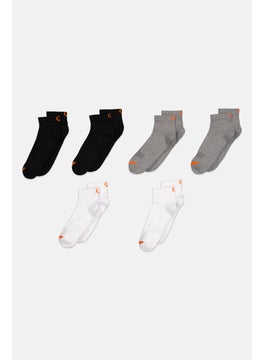 اشتري Men 6 Pair Brand Logo Cushioned Cotton Socks, Black/White/Grey في السعودية