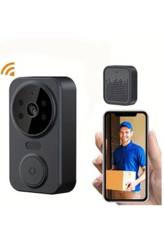 اشتري Smart Video Doorbell, Wireless WiFi Camera Intercom Doorbell, 2-Way Audio Video Doorbell Camera with Chime, Smart Security Doorbell with Cloud Storage Real-Time Monitoring for Entrance (Black) في السعودية