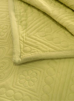 اشتري 3pcs 100% Reversible Cotton Quilt Set Moroccan Green Super King Size في الامارات