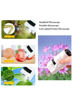 اشتري Portable Kids Microscope with LED Light - Handheld Pocket Microscope for Learning & Exploration, Perfect for Scientific Experiments (White) في الامارات