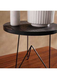 Buy Paulo Wooden Decorative Stand Dia25X20Cm - Black in UAE