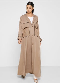 Buy Trench Button Down Abaya With Sheila in UAE