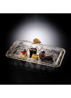 اشتري Acrylic Rectangular Serving Set 60 cm Golden Design في الامارات