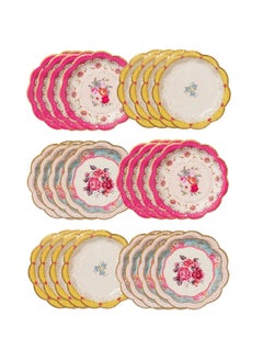 Buy Vintage Floral Afternoon Tea Party Plates Disposable Tableware for Birthday, Garden Party, Baby Shower, Wedding, Anniversary Pack of 24 (17cm), Pink in Saudi Arabia