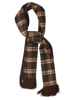 Buy Double Face Solid & Plaid Check/Carreau/Stripe Pattern Wool Winter Scarf/Shawl/Wrap/Keffiyeh/Headscarf/Blanket For Men & Women - Small Size 30x150cm - P01 Dark Brown in Egypt