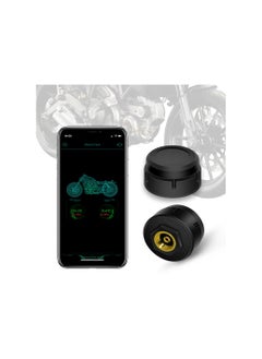 اشتري Bluetooth Motorcycle Tire Pressure Monitoring System, with 2 External Sensors, Tire Pressure & Temperature Alarm, Wireless Motorcycle Tpms Supporting Ios and Android, Easily Be Installed في الامارات