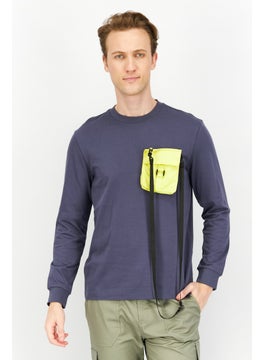 Buy Men Crew Neck Solid Long Sleeve Sweatshirts, Sage Blue in Saudi Arabia