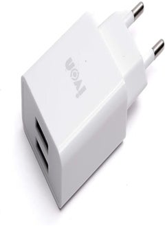 Buy Ivon kx2051 fast charging dual usb port charger for andriod phones, 2.4a - white in Egypt