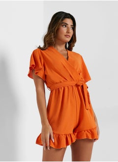 اشتري Belted Ruffle Detail Playsuit في السعودية