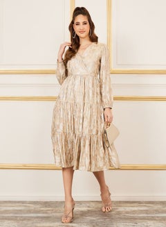 Buy Foil Textured Tiered Midi Dress in Saudi Arabia