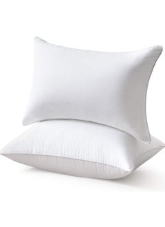 Buy 2-Piece Solid Color Soft Hotel Pillows (1000G Each) Queen for Back Stomach or Side Sleepers White 50X75cm in UAE